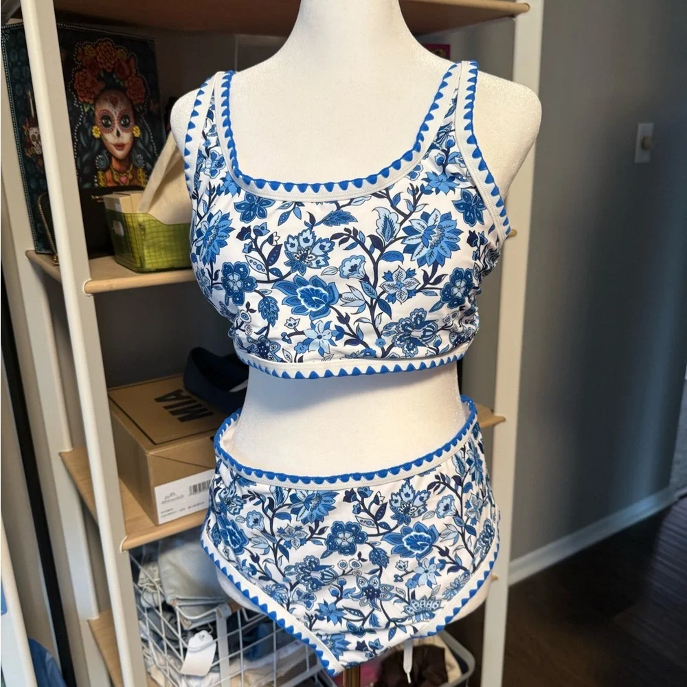 Blue Floral Bikini Set size Large NWOT - Picture 6 of 8
